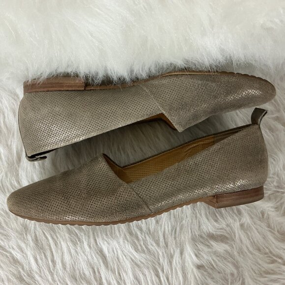 Paul Green Perry Perforated Metallic Gold Suede Leather Loafers UK 6.5 US 9 - Picture 5 of 8